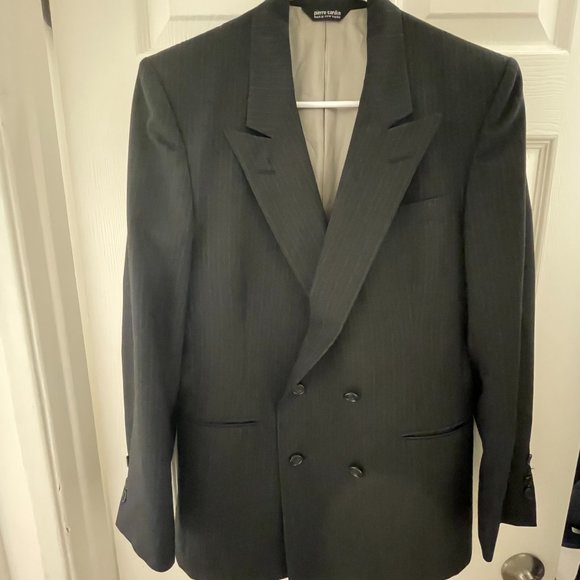 Vintage Men's Dark Blue Pinstripe Pierre Cardin Suit Blazer - Picture 1 of 8